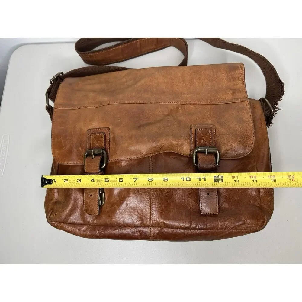 Fossil Brown Cognac Leather Briefcase Bag Shoulder